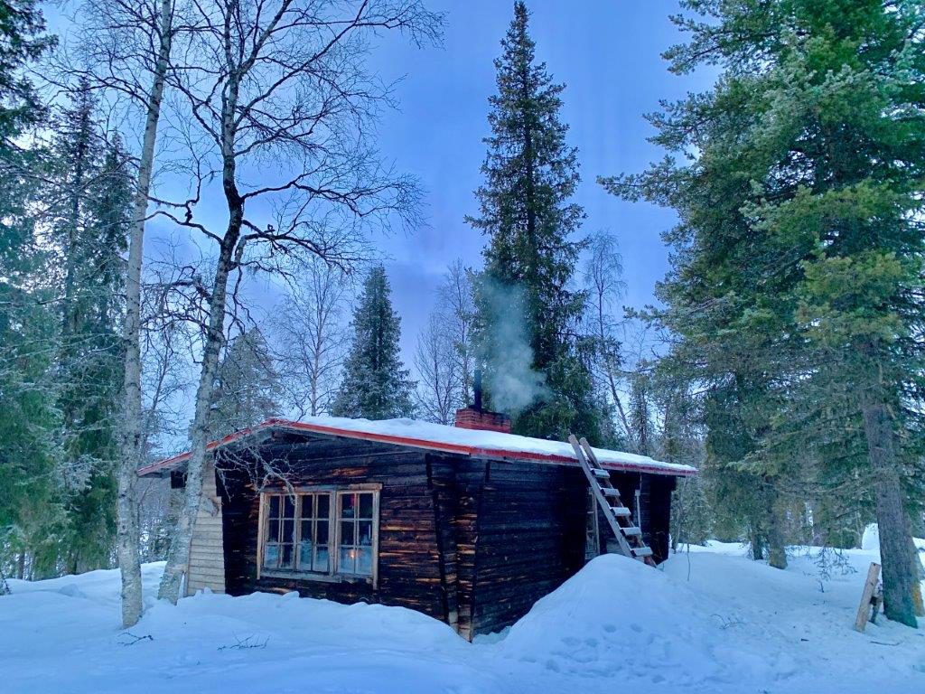 urige Wildnishütte während der Huskytour